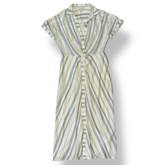 Club‎ Monaco Striped Twist Front Maxi Dress Womens Size 10 Blue White - Picture 1 of 10
